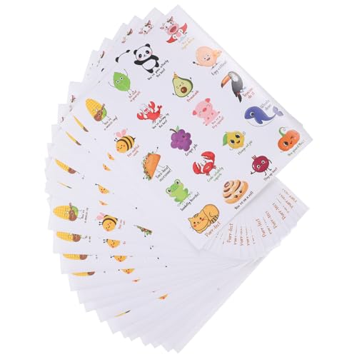 Housoutil 20 Blatt Motivationsaufkleber für Selbstklebende Sticker mit Fröhlichen Früchten und Tieren für Lehrerbedarf und Belohnungen und Langlebig für Scrapbooking und Kreative Projekte von Housoutil