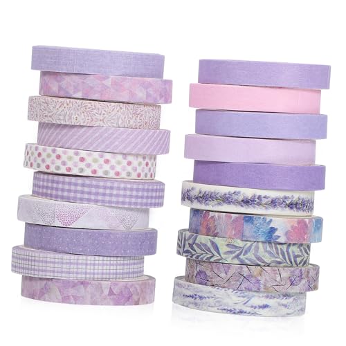 Housoutil 20 Rollen Taschenband Papier Klebstoff dekoratives Klebeband Scrapbook-Klebebänder selber machen Scrapbook Decor Sammelalbum Vorbilder farbiges Band Druckband Tagebuchband von Housoutil