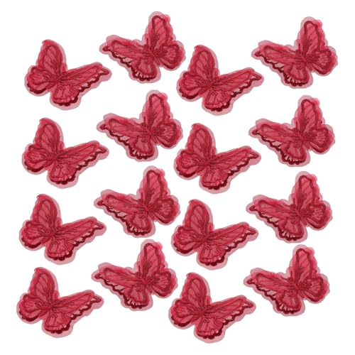 Housoutil 20 Stück Bestickter Spitzenschmetterling Schmetterlingsapplikationen Spitze Gestickte Schmetterlingsflecken Bestickte Spitzenapplikation Schmetterlingsbesatz Zum Aufnähen Rot von Housoutil
