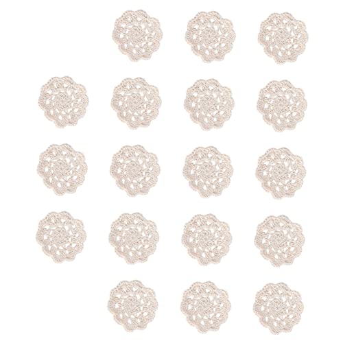 Housoutil 20 Stück Blumen Von Hand Gehäkelt Häkeln Handwerk Baumwolle Stoffblumen Gehäkelte Aufnäher Nähen Flecken Schüttgut Deckchen Aus Baumwolle Klein Pastoral Baumwollfaden Beige von Housoutil