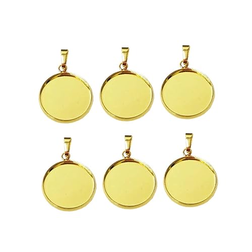 Housoutil 20 Stück DIY Anhängerhalter schmuckherstellung schmuck machen Anhänger Schmuck für freundinen Schmuckanhänger Cabochon Bausatz Verschlüsse Basen runder Korkboden Golden von Housoutil