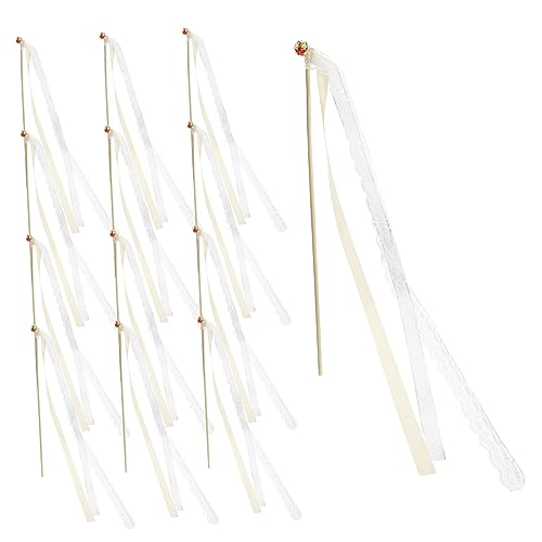 Housoutil 20 Stück Farbige Zauberstäbe mit Satinbändern Hochzeitsdekoration Party Accessoire für Feiern Verlobungen und Babypartys Champagnerfarben Leicht und Handlich von Housoutil