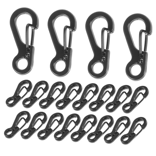 Housoutil 20 Stück Hängender Schnallenschmuck Clip-aufhänger Schnappen Mini-karabiner Großer Karabiner Planenklammern Karabinerhaken Groß Auto S-clips Miniclips Zinklegierung Black von Housoutil