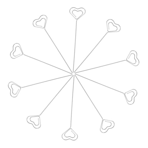 Housoutil 20 Stück Herzförmiger Geldscheinhalter Fotohalter herzförmige Blumenpflücker party dekoration karten clip Kartenhalter mit Blumenmuster Blumen-Picks-Kartenhalter Eisen Silver von Housoutil