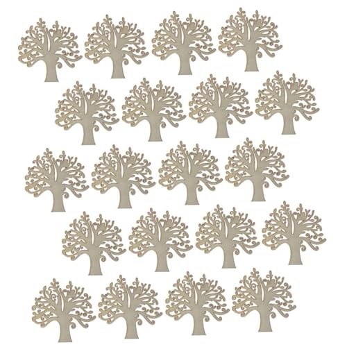 Housoutil 20 Stück Holzbaum Deko Figuren für Blanko Holzverzierungen für Diy Bastelprojekte für Partys Geburtstage und Wohnkultur von Housoutil