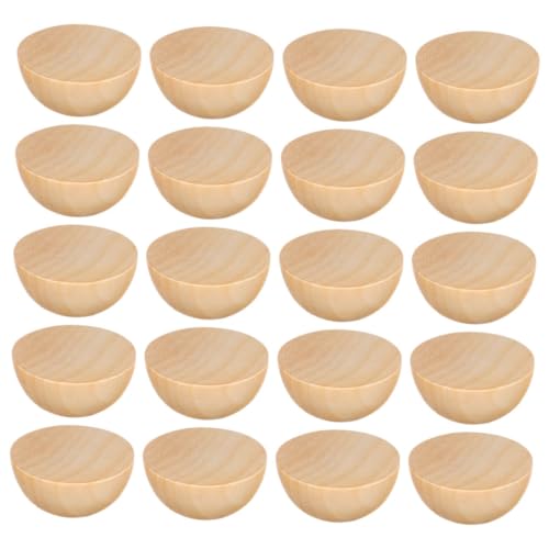 Housoutil 20 Stück Holzkugeldekoration Runde Kugelperle Bastelkugeln Aus Holz Holzperlen Halbe Holzkugeln Zum Basteln Bälle Basteln Unvollendete Massive Perlen Holzhandwerk Beige Lotusbaum von Housoutil