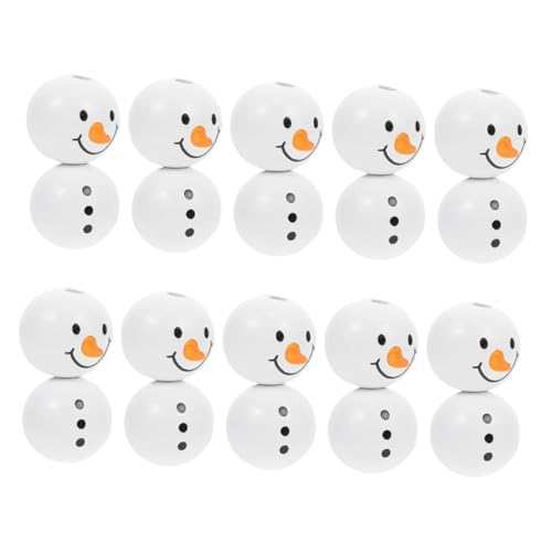 Housoutil 20 Stück Holzperlen Aufbewahrung Von Weihnachtsschmuck Karikatur Sofortiger Schnee Schneemannperlen Zum Basteln Weihnachtsdekorationen Abziehbilder Schneemann-anhänger Hölzern Weiß von Housoutil