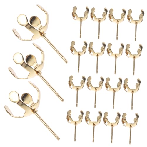 Housoutil 20 Stück Perlenklauenhalter Ohrstecker Mit Ohrsteckerverschluss Ohrringe Machen Nieten Ohrringträger Für Stecker Krallen-ohrstecker Ohrstecker Für Frauen Rostfreier Stahl Golden von Housoutil