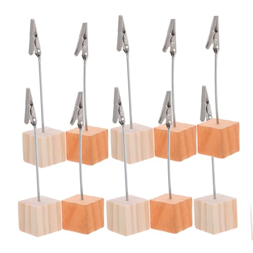 Housoutil 20 Stück Teilig Memo-clip mit Quadratischem Holzsockel Rustikale Notizhalter für Tischkarten Fotohalter Hochzeitstisch Büro-organisation Vintage Design Handlich und Stabil von Housoutil