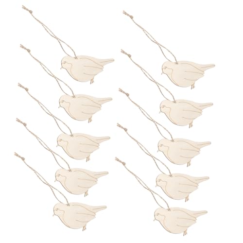 Housoutil 20 Stück Teiliges Holz Vogelanhänger Unlackierte Naturholz Ornamente zum Basteln DIY Deko Vögel Holzscheiben für Scrapbooking und Wohnaccessoires von Housoutil