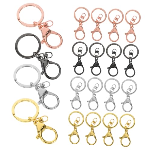 Housoutil 20 Stück Teiliges Metall Schlüsselanhänger mit Drehbarem Karabinerverschluss Hummer-klauenhaken in Roségold Gold Dunkelgrau Silber für Schmuckherstellung Taschen DIY Zubehör von Housoutil