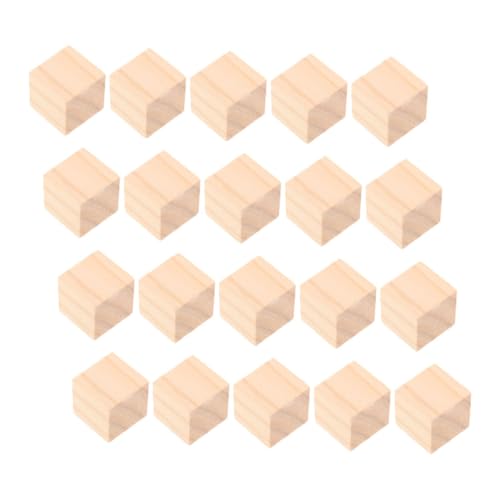 Housoutil 20 Stück Teiliges Natürliches Holz-würfelset Unbemalte Quadratische Bauklötze Robuste DIY Bastelwürfel für Montessori Lernspielzeug Feinmotorik und Kreativen Gestaltung von Housoutil