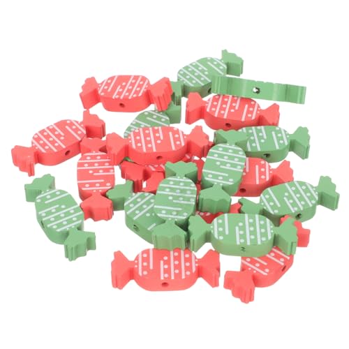 Housoutil 20 Stück Teiliges Weihnachtszuckerstangenform Glatte Oberfläche DIY Schmuck Basteln Rote und Grüne Candy-form zum Auffädeln und Weihnachtsdeko Holzperlen von Housoutil