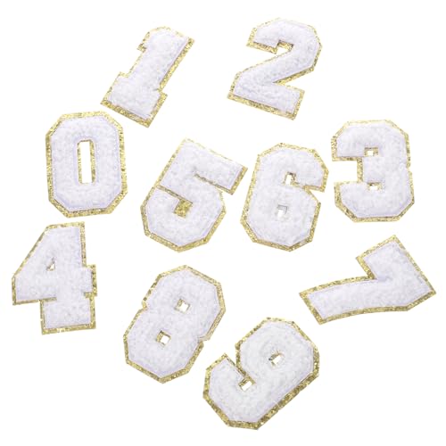 Housoutil 20 Stück digitaler Patch Flicken für Bekleidung Stoff Koffer-Patch- dekorative Reparaturflicken embroidery set DIY Dekoration Taschenapplikation Hutflecken Polyester Weiß von Housoutil