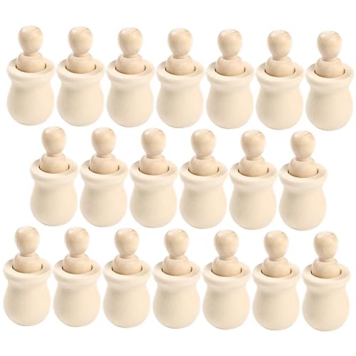 Housoutil 20 Stück hölzerner Mann bastelset basteln für holzfiguren menschen Kinderzimmer Dekoration holzspielzeug DIY leere Holzpflockpuppen DIY zubehör von Housoutil