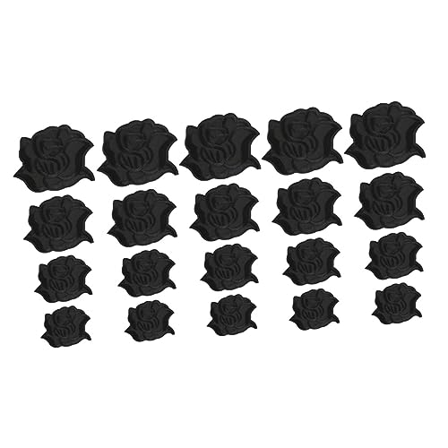 Housoutil 20 Stück schwarzer Rosenfleck apfelding ziernieten beschläge Patch schwarze Flecken für Kleidung Rosenaufnäher für Kleidung nähen Nähwerkzeug Stickflicken aufbügeln Polyester Black von Housoutil