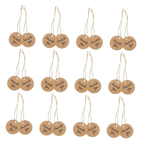 Housoutil 200 Sätze Kraftpapier Anhänger Diy Etiketten mit Juteschnur Runde Thank You Tags für Bastelprojekte und Leicht für und von Housoutil