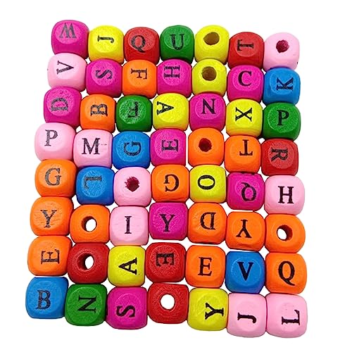 Housoutil 200 Stück Buchstabenperlen aus Holz Brief Armbandperlen holzig Herstellung Schmuck Buchstabenperlen zum Selbermachen Thanksgiving -Perlen hölzern Colorful von Housoutil