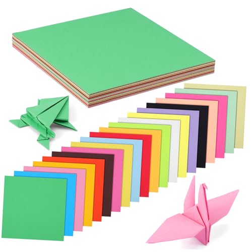 Housoutil 200 Stück Buntes Origami Farbiges Kartonpapier quadratisches Papier bunte Origami-Papiere Origamipapier 8x8 sortierter Karton Kartenvorrat farbig Farbkarton Farbpapier Zellstoff von Housoutil