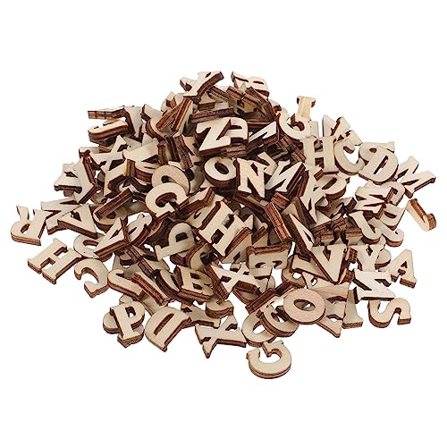 Housoutil 200 Stück Log-briefschnalle Handwerkliches Buchstabenfliesen Herstellung Dekorationen Unbemalt Symbol Kleinbuchstaben Zubehör Natürliches Handwerk Geschnitzt Hey Hölzern von Housoutil