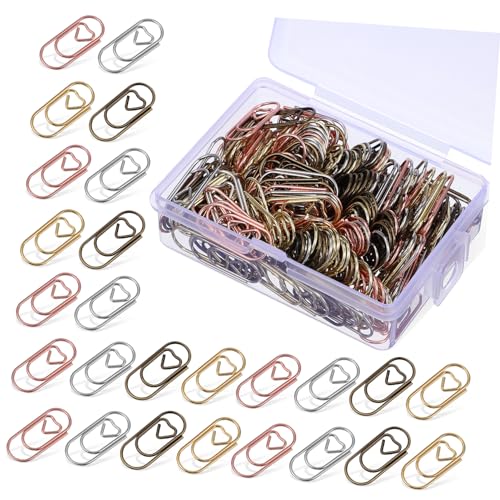 Housoutil 200 Stück Mini Love Paper Clip Klein Schlüssel Mini-herz-büroklammern Herzförmige Büroklammer Winzig Farbig Mini -papierclips Büroklammer Für Die Schule Papierklammern Metall von Housoutil