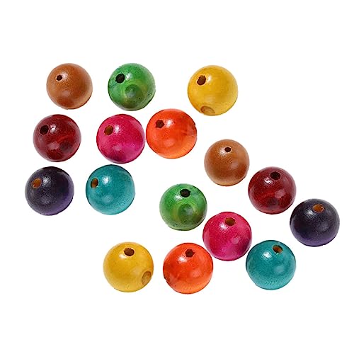 Housoutil 200 Stück farbige runde Holzperlen Handwerk große Perlen verschiedene Perlen Schmuck Perlen Masse kreative DIY-Accessoires Bastelperlen selber machen Bambus von Housoutil