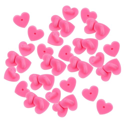 Housoutil 200 Stück herzförmige Brosche Schmuckherstellung finden Herzstift Herz Stifte Herz-Stiftrücken geformt abstecknadeln namenschild pinker Abzeichen Schnalle Broschenhalter Gummi Rosa von Housoutil