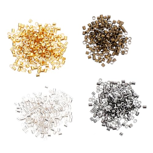 Housoutil 2000 Stück Spacer Tube Beads aus Kupfer Farben Crimp Tubes für Präzise Schmuckverbindungen Geeignet für Armbänder Halsketten Ohrringe Langlebig Elegant Einfach zu Verarbeiten von Housoutil