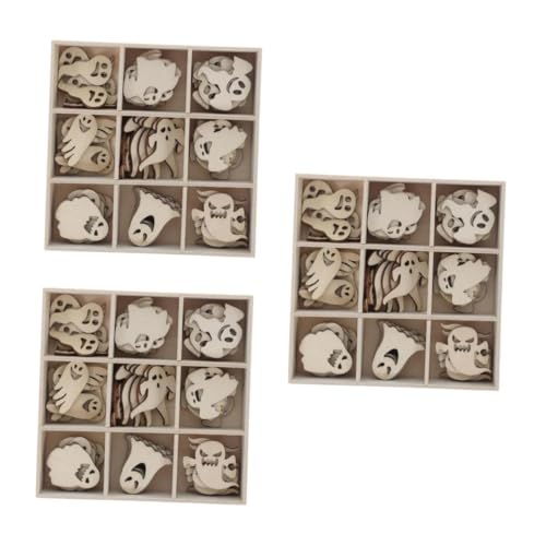 Housoutil 216 Stk Teiliges Halloween Holz Deko Nachhaltige DIY Holzfiguren mit Motiven Kreative Bastelstücke für Erwachsene Langlebig und Umweltfreundlich für Party und Festivaldekoration von Housoutil