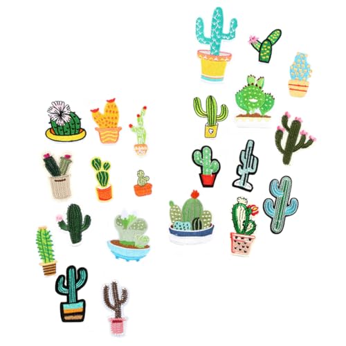 Housoutil 22 Stück Bestickte Aufnäher für DIY Kleidung Cactus Patches Dekorative Bügelflicken für Taschen Kleidung und Handarbeiten Langlebig und Vielseitig Einsetzbar von Housoutil