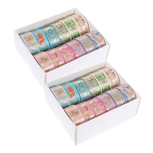 Housoutil 24 Rollen Heißpräge-Washi-Tape Schrott DIY-Klebebänder Sammelalbum Blumen- Kunst Handkontoaufkleber Journaling-Zubehör Aufkleber aus Papier dekorative Aufkleber Flüsterpapier von Housoutil