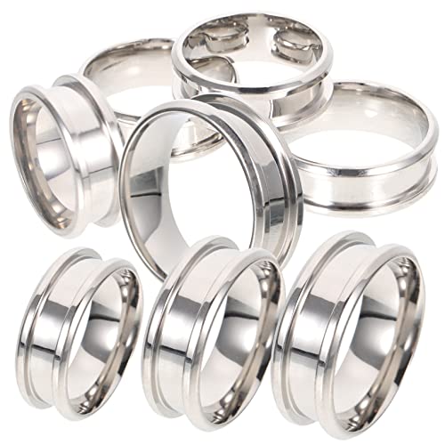 Housoutil 24 Stck Teiliges Ringrohling mit Glatten Gerillten Oberflächen und Schlitzfassung Schmuckringe zum Selbergestalten und Gravieren für Damen und Herren von Housoutil