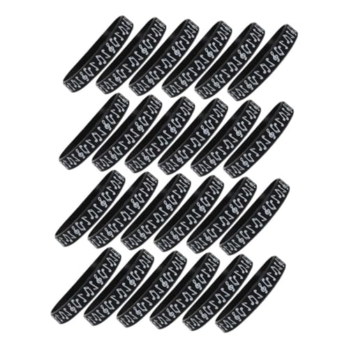 Housoutil 24 Stück Hinweis Armband Partydekorationen zum Thema Musik Musiknoten-Armbänder Armbänder aus Silikon Gummi -Armbänder Team-Armbänder Gummiarmbänder Kieselgel Black von Housoutil