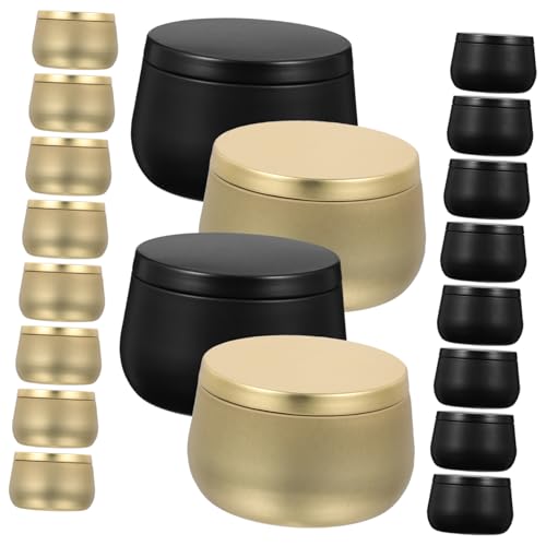 Housoutil 24 Stück Kerzengläser mit Deckel Große Diy Kerzenbehälter Metall für Kerzenherstellung zur Aufbewahrung von Schmuck Süßigkeiten und Kosmetik Hochwertiges Blech Langlebig und von Housoutil