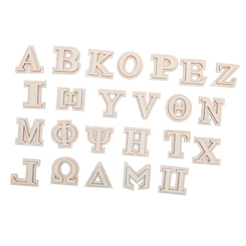 Housoutil 24 Stück Teiliges Griechische Holzbuchstaben Doppellagige Unlackierte Holzbuchstaben DIY Bastelalphabet für Wanddekoration Kreativ zum Bemalen und Gestalten von Housoutil