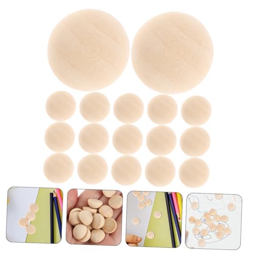 Housoutil 24 Stück Teiliges Halbe Holzperlen Naturholz zum Basteln Leicht Lackierbar DIY Dekorationsperlen für Schmuck und Kreative Handarbeiten von Housoutil