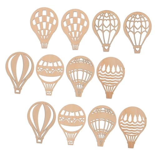 Housoutil 24 Stück Teiliges Holz Hot Air Ballon Design Chips Kreative Wanddekoration DIY Holzanhänger für Kinderzimmer Wohnzimmer und Garten Graffiti Holzstücke für Fantasievolles Basteln von Housoutil