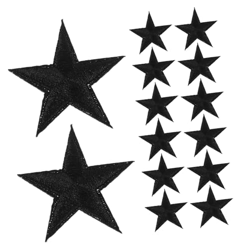 Housoutil 24 Stück Teiliges Schwarze Bestickte Stern Aufnäher zum Aufbügeln Langlebige Polyester Patches Farbecht und Strapazierfähig für Kleidung Rucksäcke Hüte und Jeans zur Kreativen von Housoutil