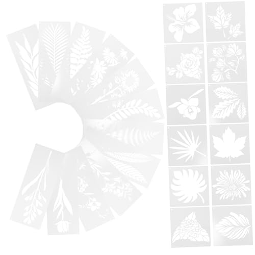 Housoutil 24 Stück Teiliges Wiederverwendbare Schablonen für DIY Malerei Dekorative Vorlagen für Pflanzen Scrapbooking und Handwerksprojekte für Bastelideen von Housoutil