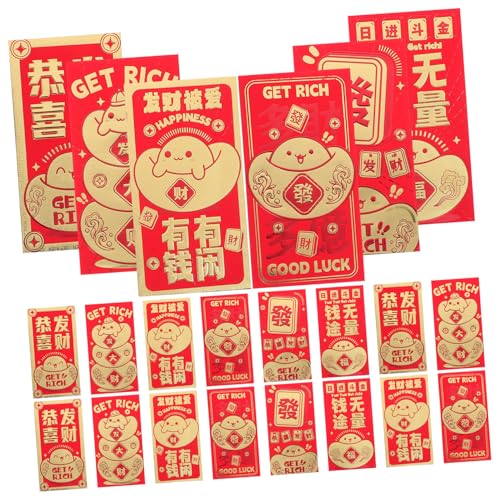 Housoutil 24Stücke Glücksumschläge Rote Umschläge für Chinesisches Neujahr Traditionelle Geschenku Umschläge mit Karton Design für Hochzeiten und Neujahrsdekorationen von Housoutil