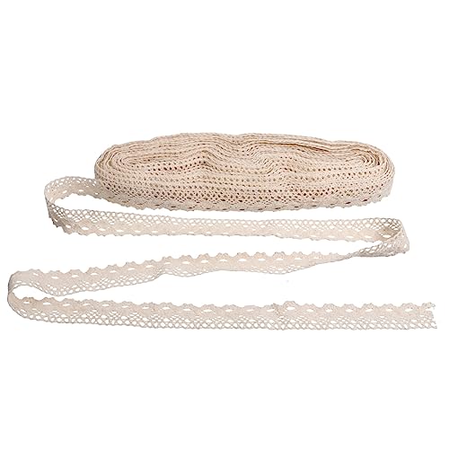 Housoutil 25 Spitzenband Nähen von Applikationen weißer Spitzenstoff Spitzenkante Spitzenbesatz zum Basteln eng Bastelspitze nähen Hochzeitsapplikation Spitze Baumwolle Beige von Housoutil
