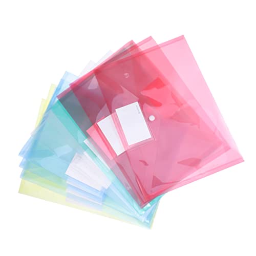Housoutil 25 Stück Dokumentenmappe mit Druckknopf Transparente Aufbewahrungstaschen Rot Gelb Grün für Büro und Zuhause Leicht Reißfest und Wasserfest von Housoutil