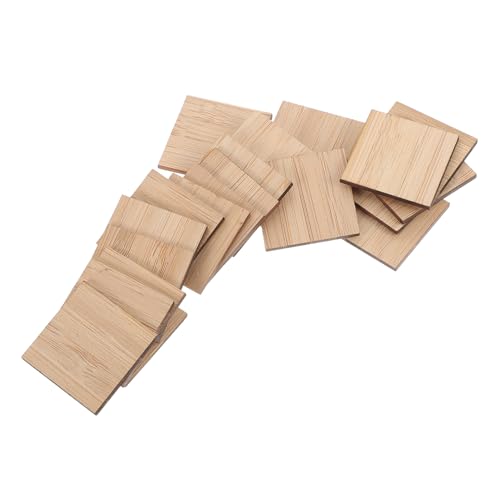 Housoutil 25 Stück Handbemaltes Quadratisches Bambusspielzeug DIY Blanke Bastelarbeiten DIY Hängeetiketten Geburtstagsgeschenk Unvollendete Bambusscheiben Quadratische Bambuschips von Housoutil