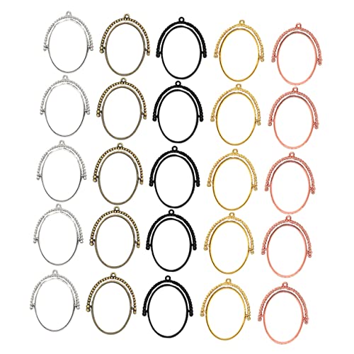 Housoutil 25 Stück Ovaler Offener Anhänger Rotierbare Hohlrahmen Zubehör für Diy Schmuck für Ohrringe Armbänder und Handwerksprojekte von Housoutil