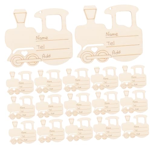 Housoutil 25 Stück Teiliges Holzscheiben Zugform Hängende Rohlinge Blanko DIY Holzanhänger Partydekoration Basteln Anhänger Naturholz Holzteile von Housoutil