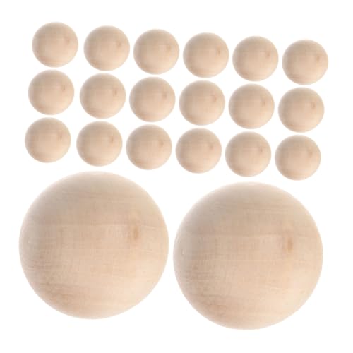 Housoutil 25 Stück Teiliges Runde Holzkugeln ohne Naturbelassene DIY Holzperlen Glatte Oberfläche Robuste Holzrundlinge für Bastelprojekte Party Feiertagsdekoration von Housoutil