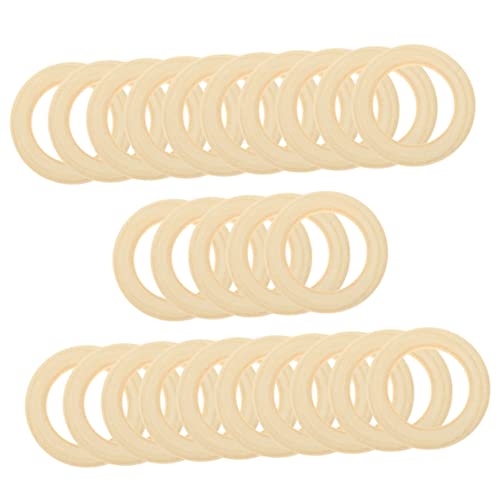 Housoutil 25 Stück handgefertigter Holzring Hochzeit DIY-Ring-Handwerk unvollendet Schlüssel Schüttgut bastelkasten Schmuckzubehör Naturholzring Natürliche Makramee-Ringe hölzern Beige von Housoutil