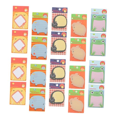 Housoutil 25Stücke Cartoon Tier Memo Pads Haftnotizen für Schule und Büro Selbstklebende Notizblätter mit Elefant Hase Küken und Planen von Housoutil