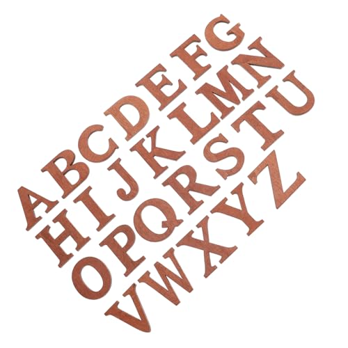 Housoutil 26 Stück Braune Holzbuchstaben klein Große Buchstaben als Wanddekoration Planke Briefe für scrapbbok wandverkleidung Tischdekoration Alphabet- kreativer brief Coffee von Housoutil