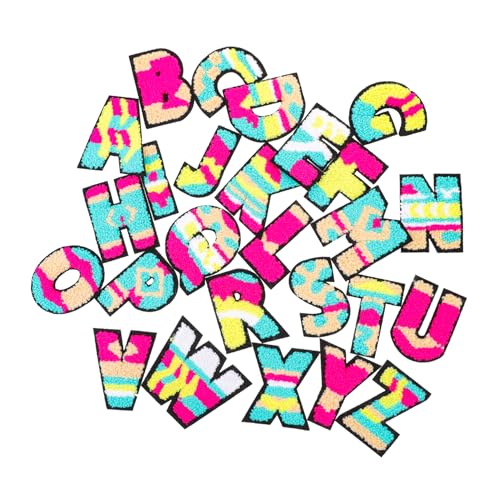 Housoutil 26 Stück Buchstaben-Patch bestickt Aufnäher für Kleidungsapplikationen klein Flecken ironing bügelbild Buchstabenflicken aufbügeln Flickenbuchstaben aufbügeln Handtuchstickerei von Housoutil